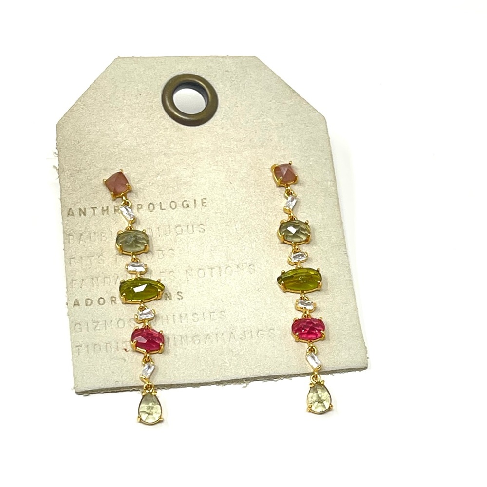 New Anthropologie Gatsby Drop Crystal Earrings - Picture 4 of 6